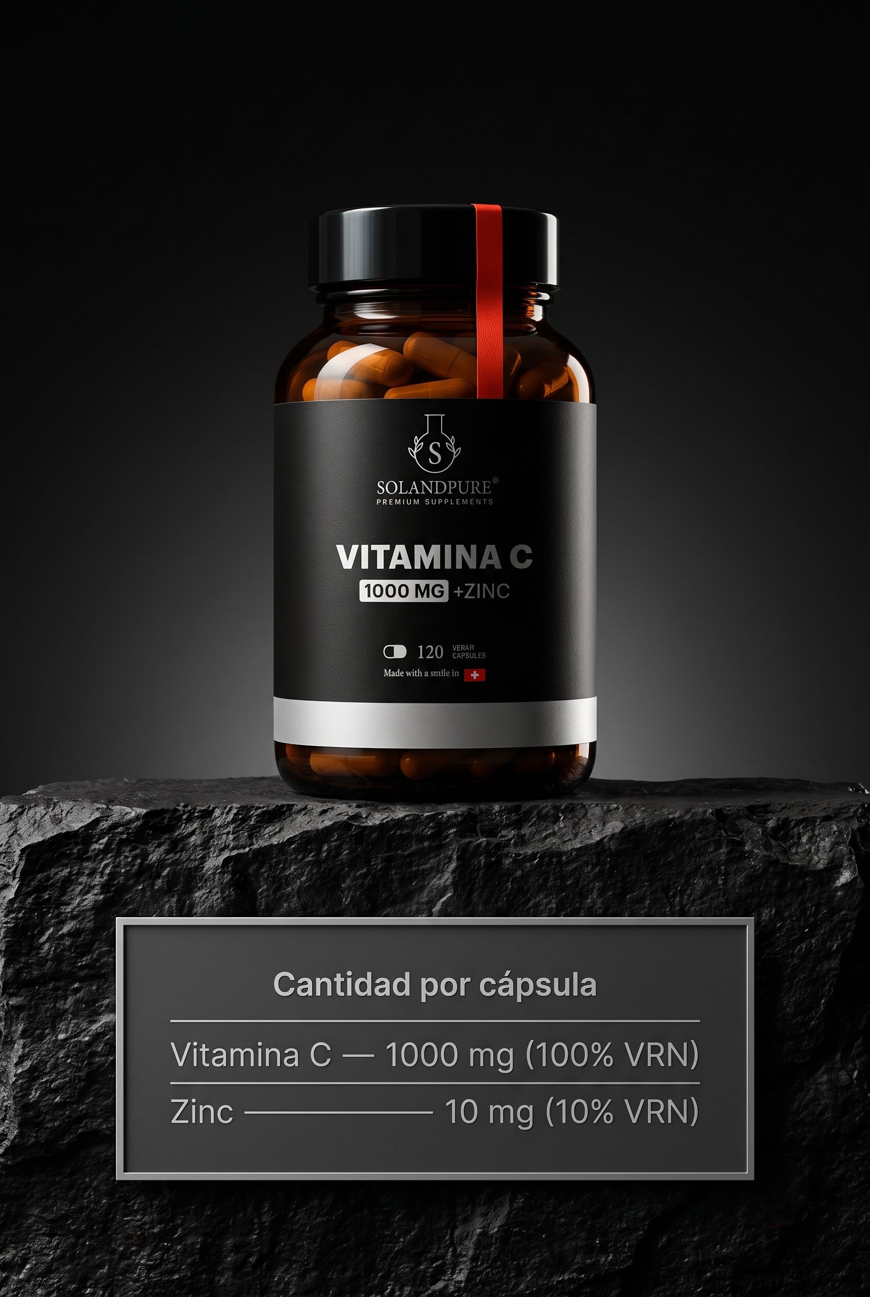 Vitamina C 1000 mg + Zinc · 120 cápsulas veganas